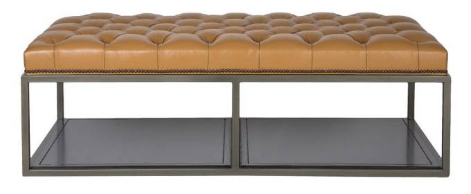 Picture of WAYLAND LEATHER LARGE RECTANGULAR METAL OTTOMAN