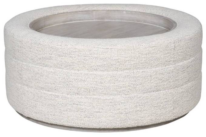 Picture of BOYDEN ROUND OTTOMAN WITH WOOD TRAY