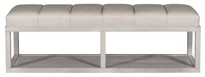 Picture of WAYLAND LEATHER THIN RECTANGULAR WOOD OTTOMAN