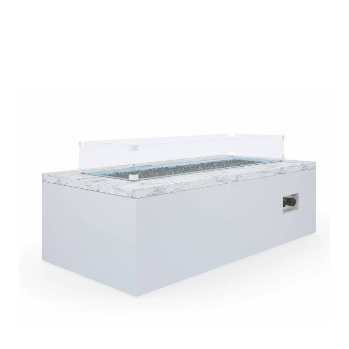 Picture of WHITE CARRARA MARBLE RECTANGULAR FIRE TABLE