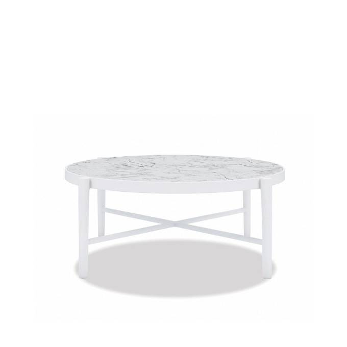 Picture of DISCO POST LEG 40" ROUND COFFEE TABLE WITH HONED CARRARA TOP