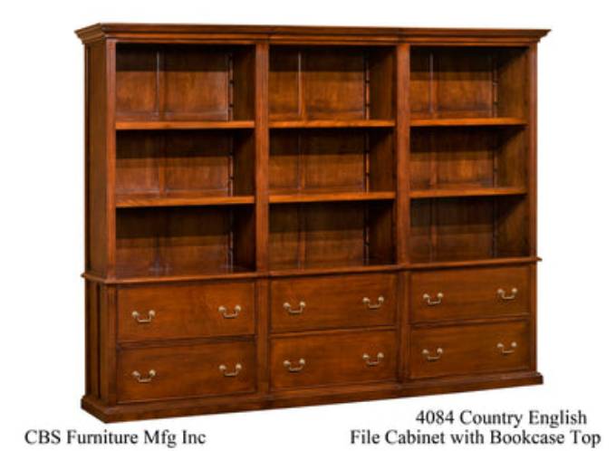 Picture of 4084 COUNTRY ENGLISH FILE CABINET WITH BOOKCASE TOP