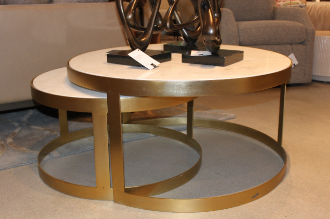 Picture of HOME TRENDS DESIGN  MICHAELANGELO 36'' WHITE MARBLE NESTING TABLE