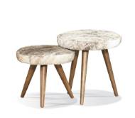 Picture of PAIR CHARRON LEATHER OTTOMAN - ON THE FLOOR
