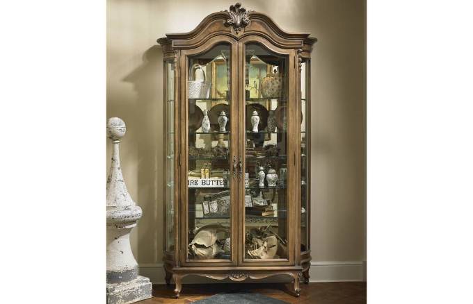 Picture of LOUIS XV CURIO WITH CARVED CROWN AND BENT GLASS ENDS