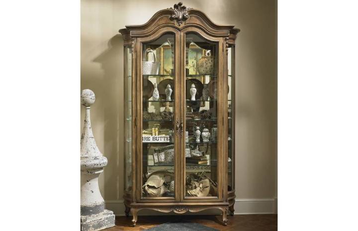 Picture of LOUIS XV CURIO WITH CARVED CROWN AND BENT GLASS ENDS