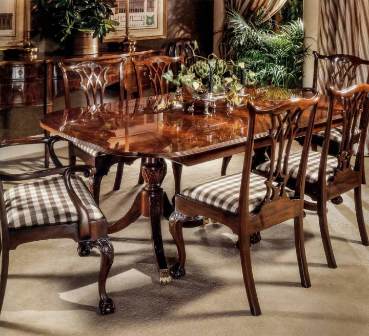 Picture of DUNCAN PHYFE DINING TABLE WITH MAHOGANY BORDER