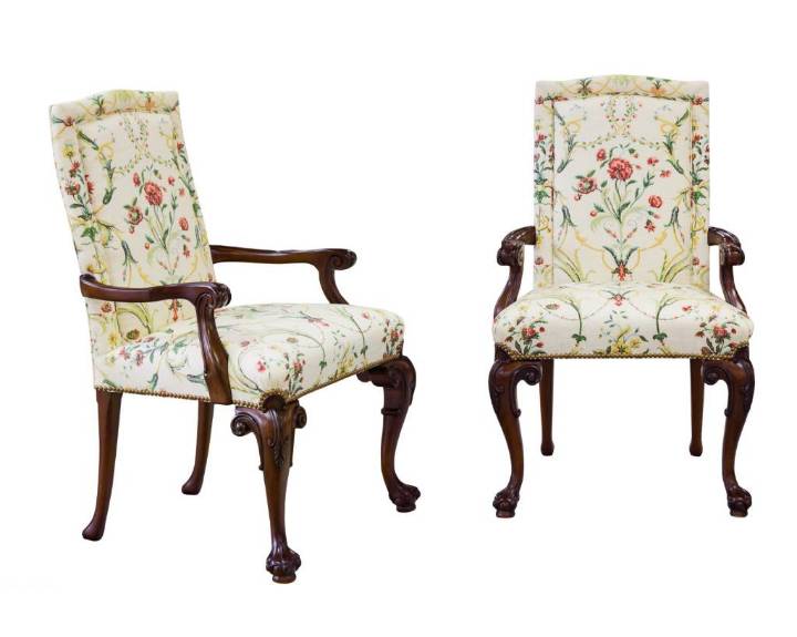Picture of CHIPPENDALE ARM CHAIR WITH FULLY UPHOLSTERED BACK