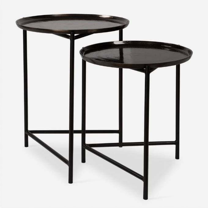 Picture of BURNETT NESTING TABLES, DARK NICKEL, S/2