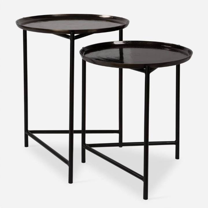 Picture of BURNETT NESTING TABLES, DARK NICKEL, S/2