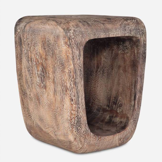 Picture of LOOPHOLE ACCENT STOOL, BLEACHED WASH