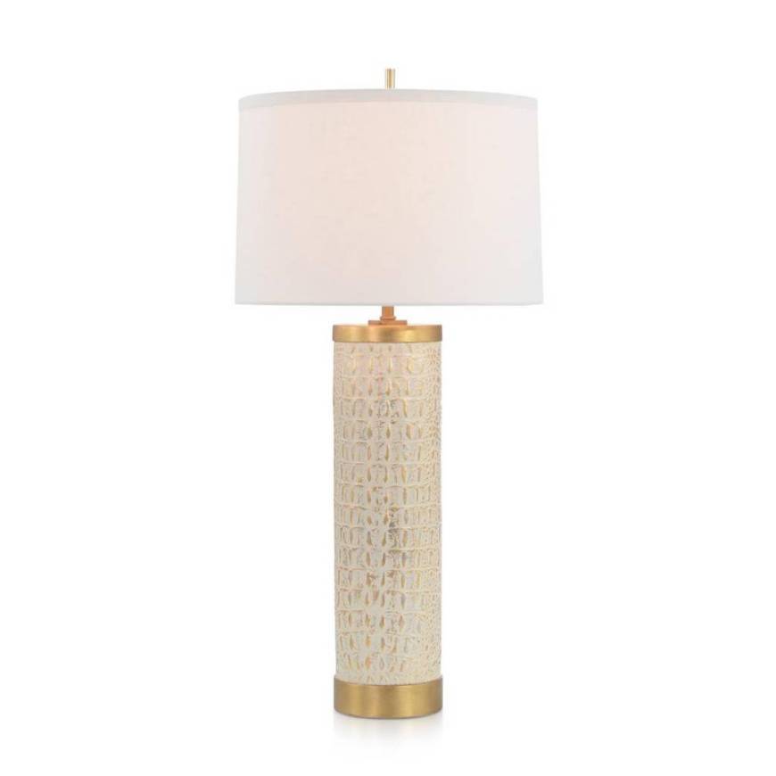 Picture of FAUX CROCODILE TABLE LAMP IN GILT CRÈME