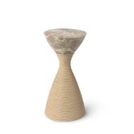 Picture of ELLORY LEATHER AND STONE SIDE TABLE LARGE, TAN