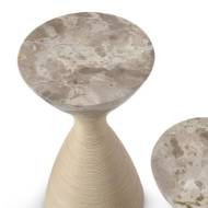 Picture of ELLORY LEATHER AND STONE SIDE TABLE LARGE, TAN