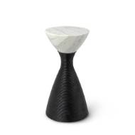 Picture of ELLORY LEATHER AND STONE SIDE TABLE LARGE, BLACK