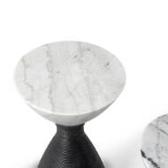 Picture of ELLORY LEATHER AND STONE SIDE TABLE LARGE, BLACK