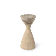 Picture of ELLORY LEATHER AND STONE SIDE TABLE SMALL, TAN