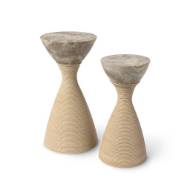 Picture of ELLORY LEATHER AND STONE SIDE TABLE SMALL, TAN