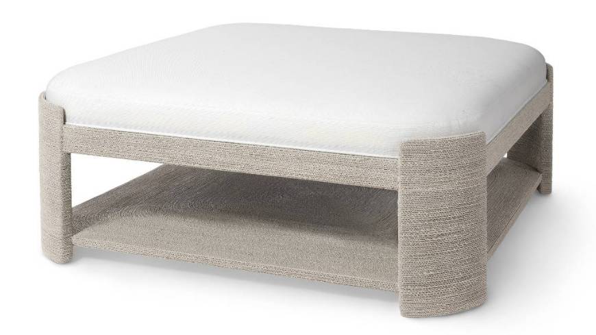 Picture of FAYE OTTOMAN, SQUARE, WHITE SAND