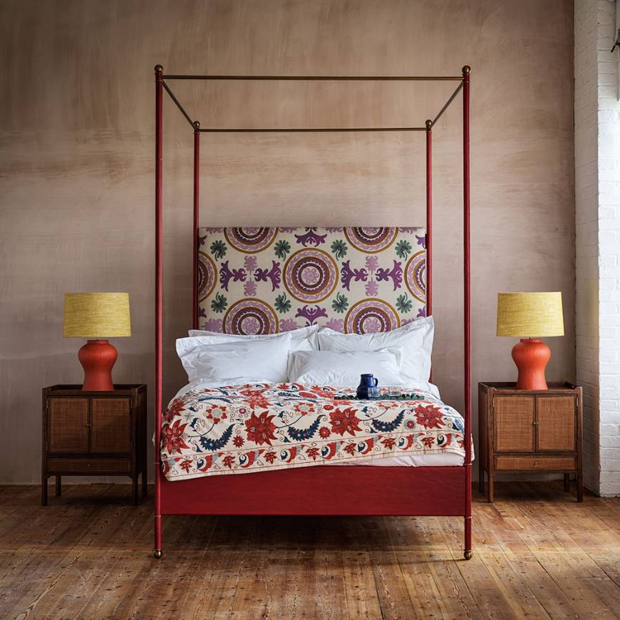 Picture of RITA FOUR POSTER BED - RED GESSO