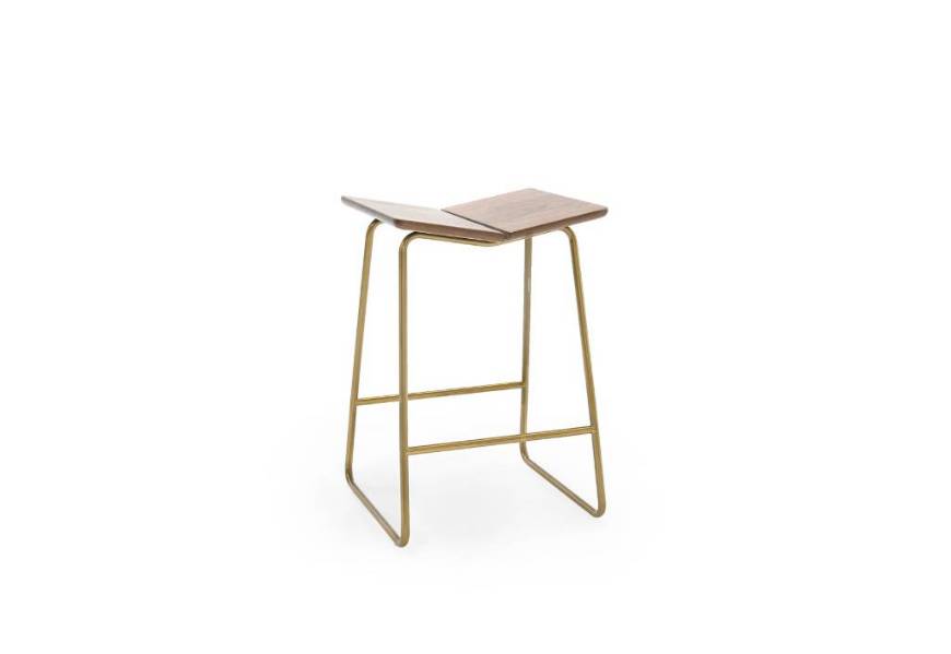 Picture of BUTTERFLY BARSTOOL | WALNUT W/BRASS BASE | ATTIC