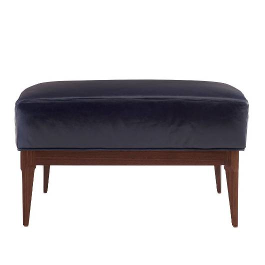 Picture of LAURETTE OTTOMAN INDIGO LEATHER DARK WALNUT