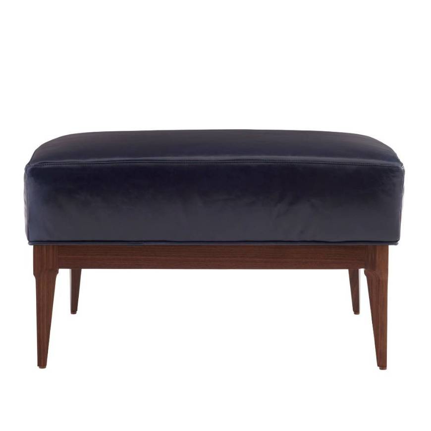 Picture of LAURETTE OTTOMAN INDIGO LEATHER DARK WALNUT