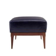 Picture of LAURETTE OTTOMAN INDIGO LEATHER DARK WALNUT