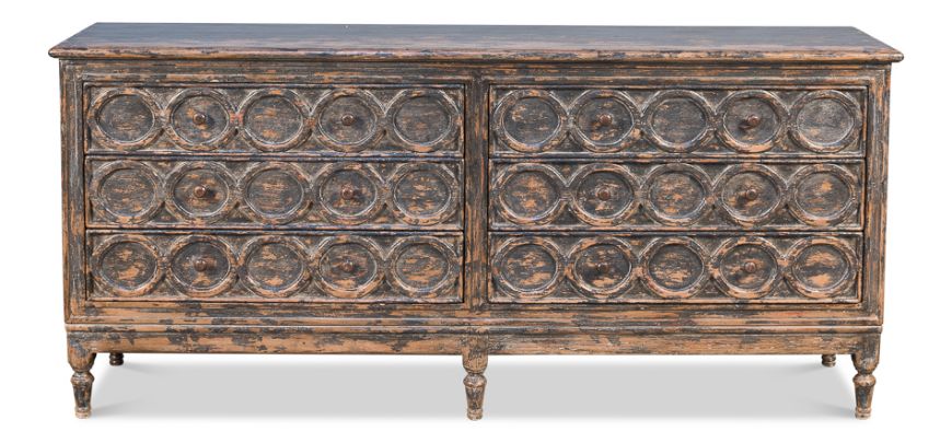 Picture of 30 CIRCLES CREDENZA, DISTRESSED BLACK