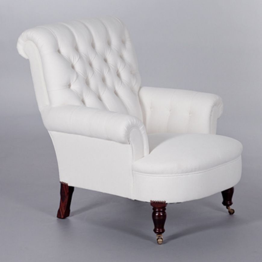 Picture of BUTTON BACK SCROLL ARM CHAIR