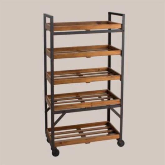 Picture of IRON & WOOD ROLLING CART