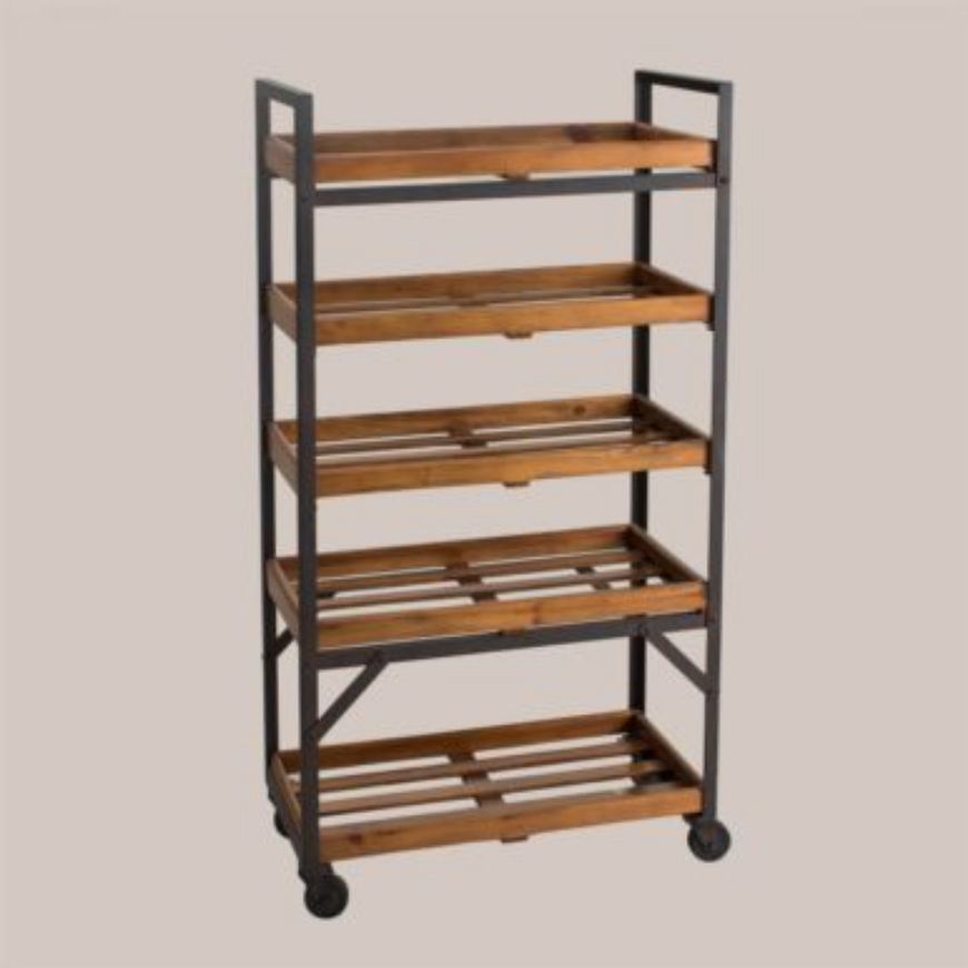 Picture of IRON & WOOD ROLLING CART