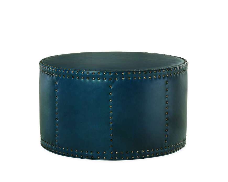 Picture of L9203-90 LEATHER DRUM OTTOMAN