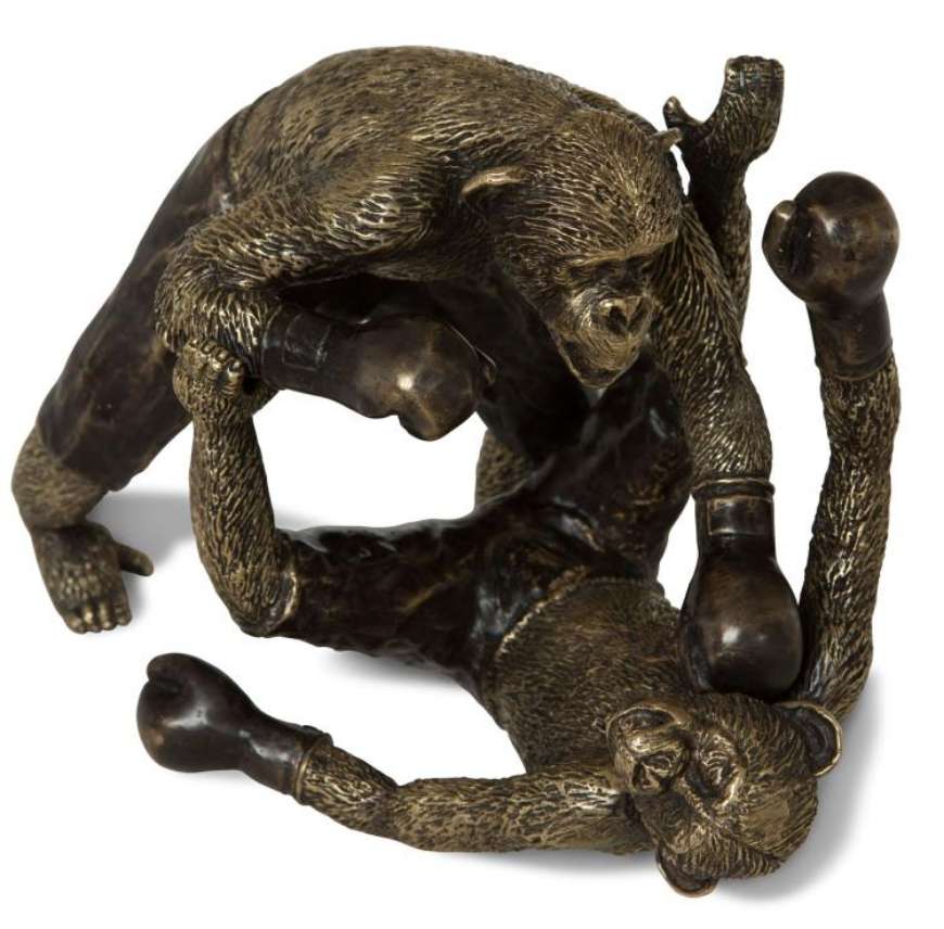 Picture of BRASS SPARRING CHIMPANZEES (SH41-052915)   