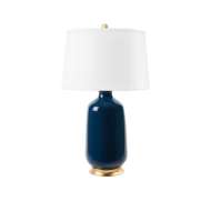 Picture of CAROLYN LAMP WITH SHADE 17-INCH WHITE LINEN, WITH GOLD, NAVY BLUE