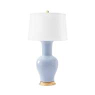 Picture of ACACIA LAMP WITH SHADE 17-INCH WHITE LINEN, WITH GOLD, PERRIWINKLE BLUE