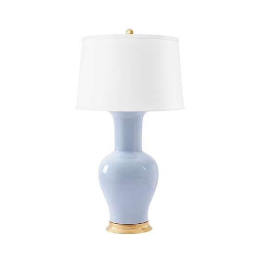 Picture of ACACIA LAMP WITH SHADE 17-INCH WHITE LINEN, WITH GOLD, PERRIWINKLE BLUE