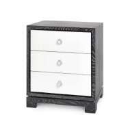 Picture of BERKELEY 3-DRAWER SIDE TABLE W/ CHROME PULLS, CHARCOAL CERUSED OAK