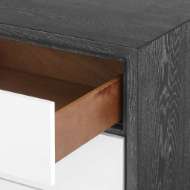 Picture of BERKELEY 3-DRAWER SIDE TABLE W/ CHROME PULLS, CHARCOAL CERUSED OAK