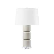 Picture of CHARLES LAMP WITH SHADE 17-INCH WHITE LINEN, WITH NICKEL, FOGGY MORNING