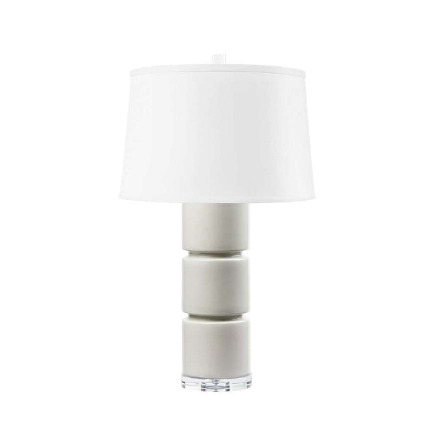 Picture of CHARLES LAMP WITH SHADE 17-INCH WHITE LINEN, WITH NICKEL, FOGGY MORNING