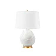 Picture of BUDDING LAMP WITH SHADE 17-INCH WHITE LINEN, WITH GOLD, BLANC DE CHINE