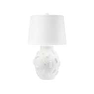 Picture of BRACQUE LAMP WITH SHADE 17-INCH WHITE LINEN, WITH NICKEL, COOL WHITE