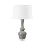 Picture of ANSONIA LAMP WITH SHADE 17-INCH WHITE LINEN, WITH NICKEL, GRAPHITE GLOW