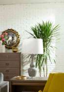 Picture of ANSONIA LAMP WITH SHADE 17-INCH WHITE LINEN, WITH NICKEL, GRAPHITE GLOW