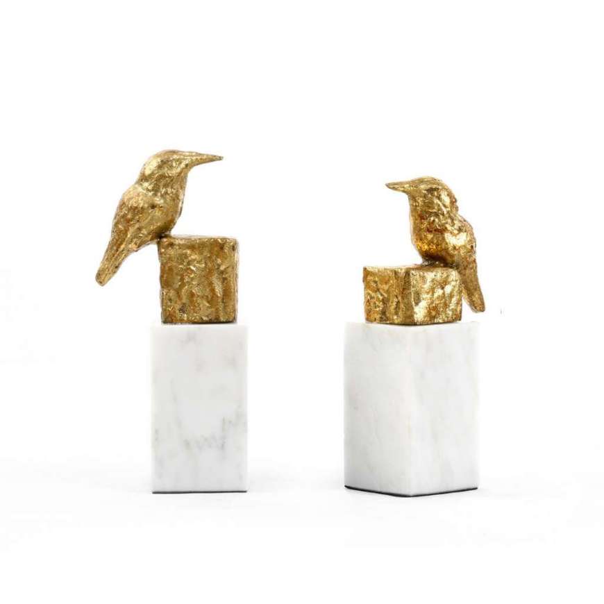 Picture of FINCH STATUE (PAIR), GOLD LEAF