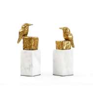 Picture of FINCH STATUE (PAIR), GOLD LEAF