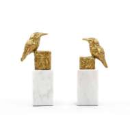 Picture of FINCH STATUE (PAIR), GOLD LEAF