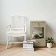 Picture of EVELYN ARMCHAIR, DISTRESSED EGGSHELL WHITE