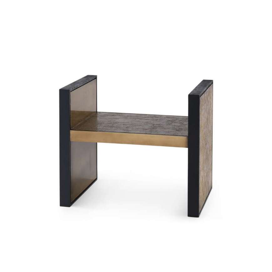 Picture of ODEON BENCH/SIDE TABLE, ANTIQUE BRASS AND DARK BRONZE